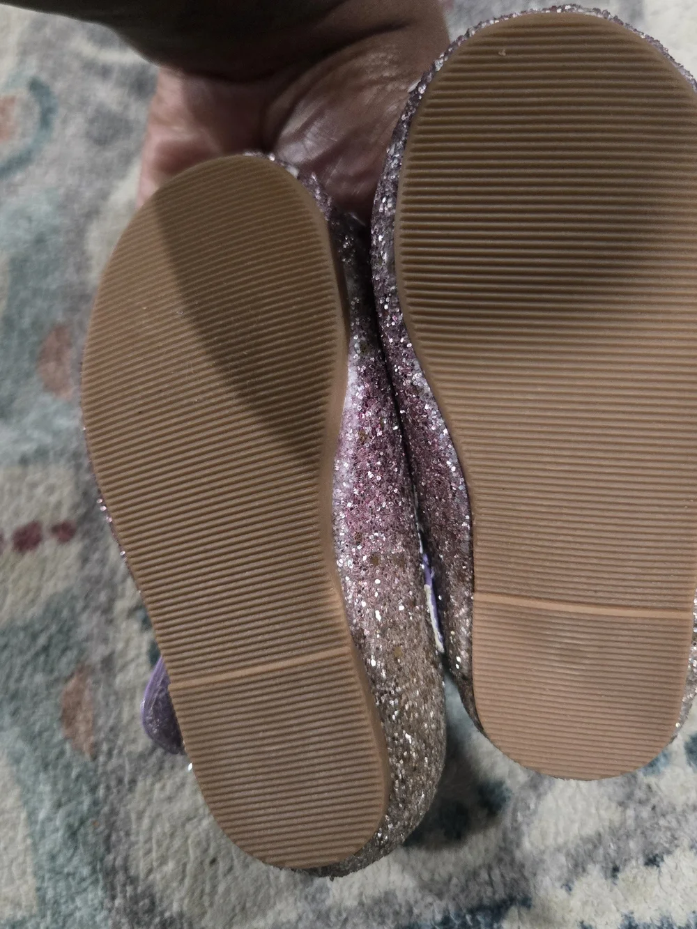 Princess Purple Glitter Bow Mary Jane Ballerina Dress Shoes 5M